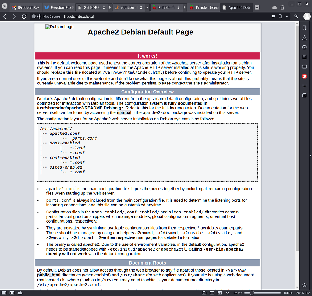  SOLVED Web URL Connects To Apache2 Debian Default Page With Pihole Installed Support 